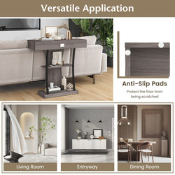 Konsolbord rustik grå metalramme spånplade MDF 91x30x89 cm med skuffe