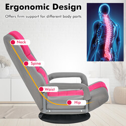 Gulvgamingstol rosa 360° rotation 6‑positions ryglæn ergonomisk