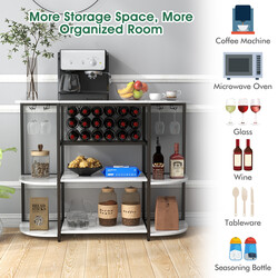 Vinstativ hvid metal og træ 120x40x91 cm 18 flasker 8 glas