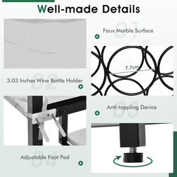 Vinstativ hvid metal og træ 120x40x91 cm 18 flasker 8 glas