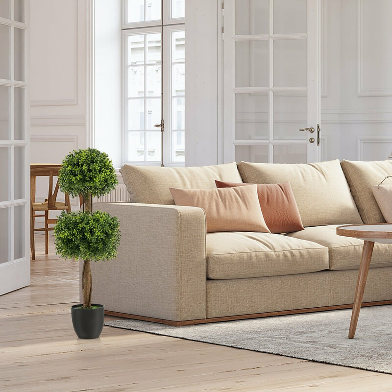 Kunstbøgetræ 100 cm med cementfyldt krukke og grøn kunstmos