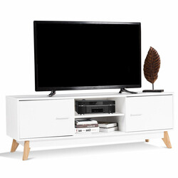 TV-bord hvid MDF og fyr 140x40 cm til 60 tommer med opbevaring