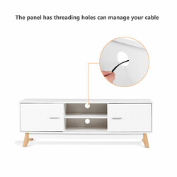 TV-bord hvid MDF og fyr 140x40 cm til 60 tommer med opbevaring