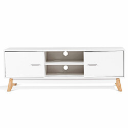 TV-bord hvid MDF og fyr 140x40 cm til 60 tommer med opbevaring