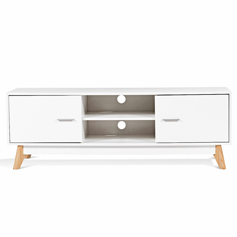 TV-bord hvid MDF og fyr 140x40 cm til 60 tommer med opbevaring