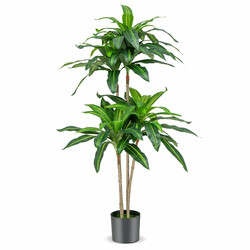 Kunstig dracena 140 cm PEVA blade 92 stk med cementpotte