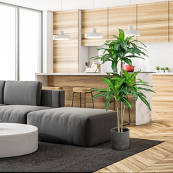 Kunstig dracena 140 cm PEVA blade 92 stk med cementpotte