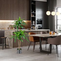 Kunstig dracena 140 cm PEVA blade 92 stk med cementpotte