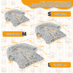 Hundeseng blød plys 112x101cm hvid med aftageligt overtræk anti‑slip bund