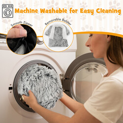 Hundeseng fløjl 101x89 cm hvid med aftageligt cover og skridsikker bund