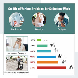 Ergonomisk hæve og sænkbart skrivebord sort træ/metal 55x40 cm med opbevaring