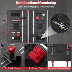 Foldbart arbejdsbord og savbuk i metal 82x63 cm justerbar højde