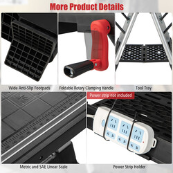 Foldbart arbejdsbord og savbuk i metal 82x63 cm justerbar højde