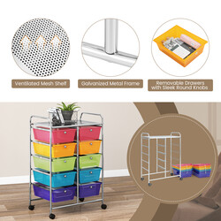 Opbevaringsvogn metalramme 10 gennemsigtige bakker 58