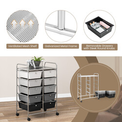 Opbevaringsvogn metalramme 10 låger fire hjul 58