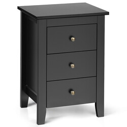 Natbord sort med 3 skuffer MDF spånplade 46x37x65 cm