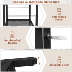 Køkkenhylde metal og træ 90x35x165 cm rustik brun med 10 vinflasker