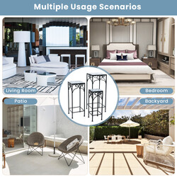 Plantestativ sæt 3 stk metal med blå mosaik indendørs udendørs