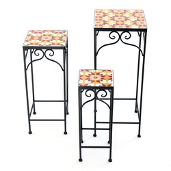 3‑del sæt plantestativer i metal med mosaik