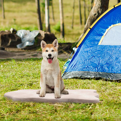 Ortopædisk hundeseng med memoryskum aftageligt betræk beige 110x66 cm
