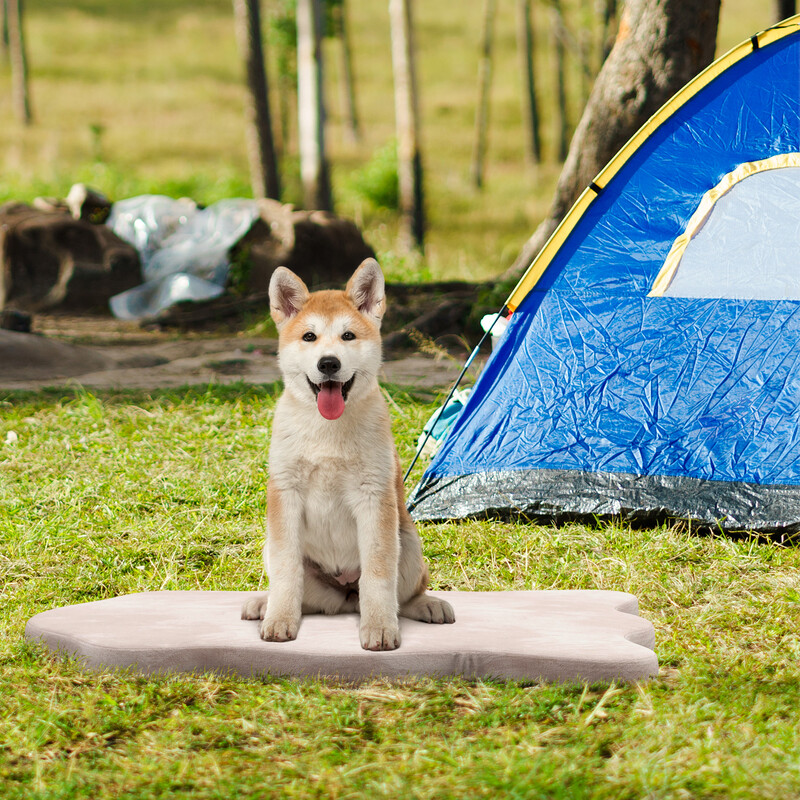 Ortopædisk hundeseng med memoryskum aftageligt betræk beige 110x66 cm