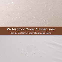 Ortopædisk hundeseng med memoryskum aftageligt betræk beige 110x66 cm
