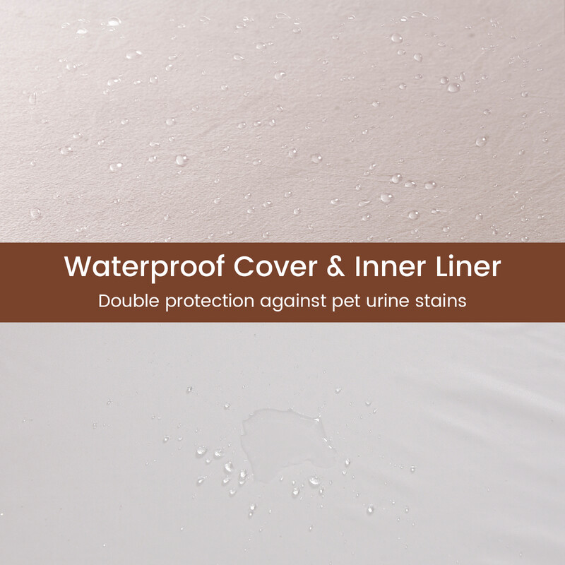 Ortopædisk hundeseng med memoryskum aftageligt betræk beige 110x66 cm
