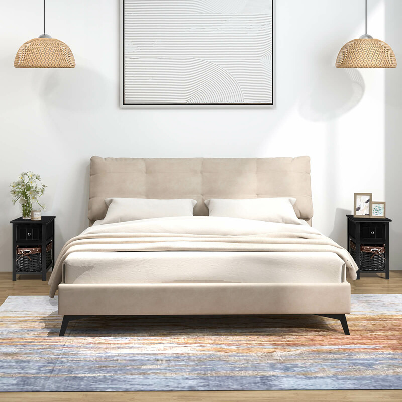 Sengebord i to niveauer sort paulownia træ 31x28x45 cm 2 stk