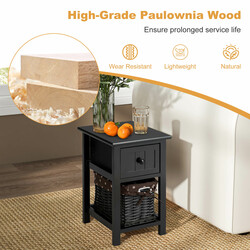 Sengebord i to niveauer sort paulownia træ 31x28x45 cm 2 stk