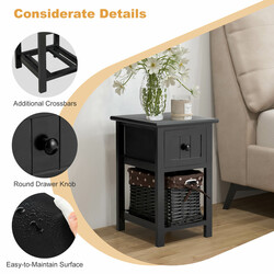 Sengebord i to niveauer sort paulownia træ 31x28x45 cm 2 stk