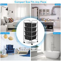 Opbevaringsvogn med metalram fire transparente skuffer 37x32x76 cm