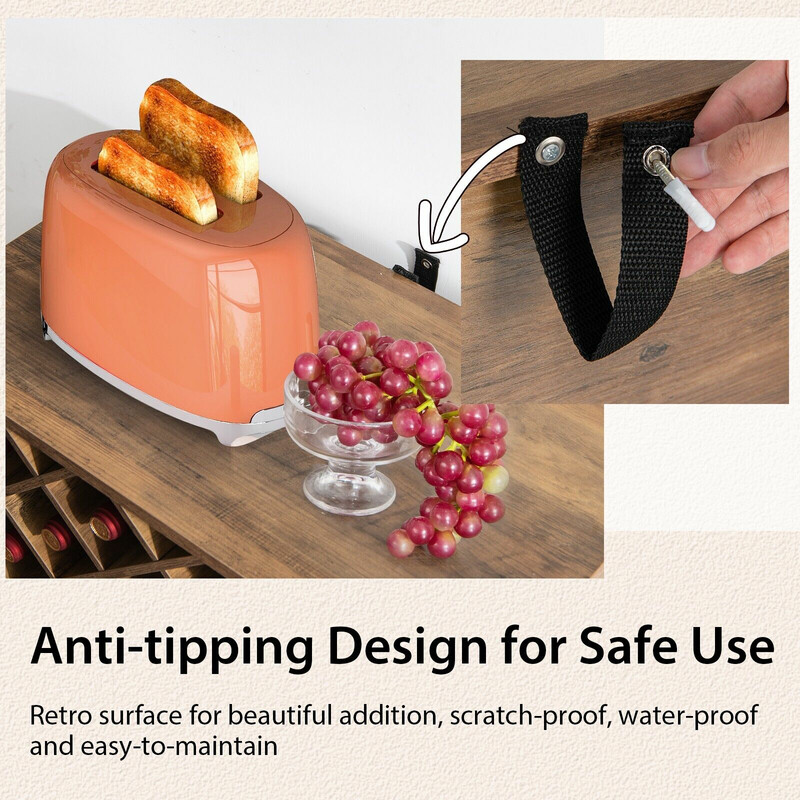 Vintage vinskab rustik brun MDF/metal 59x33x93 cm 11 flasker 9 glas