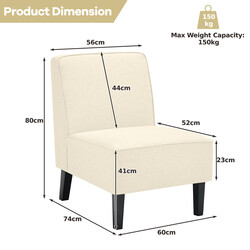 Lænestol beige ergonomisk med gummiltræ ben maks 150 kg 73x61x80 cm