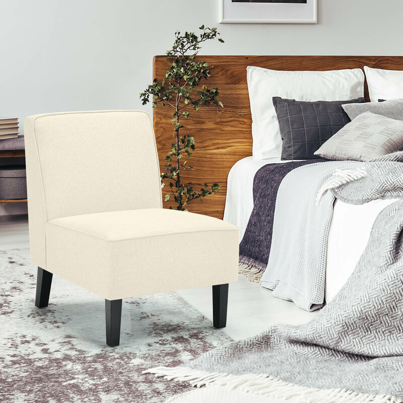 Lænestol beige ergonomisk med gummiltræ ben maks 150 kg 73x61x80 cm