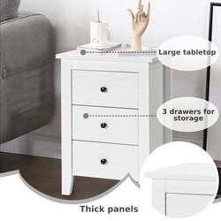 Natbord hvid MDF spånplade 3 skuffer 46x37x65 cm