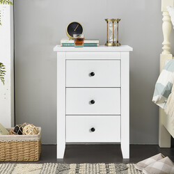 Natbord hvid MDF spånplade 3 skuffer 46x37x65 cm