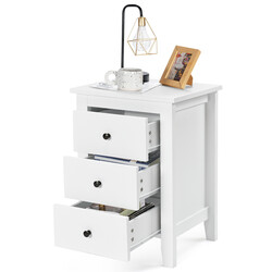 Natbord hvid MDF spånplade 3 skuffer 46x37x65 cm