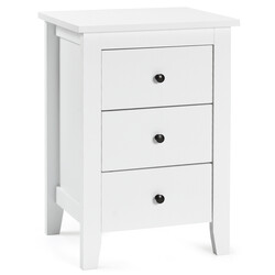 Natbord hvid MDF spånplade 3 skuffer 46x37x65 cm