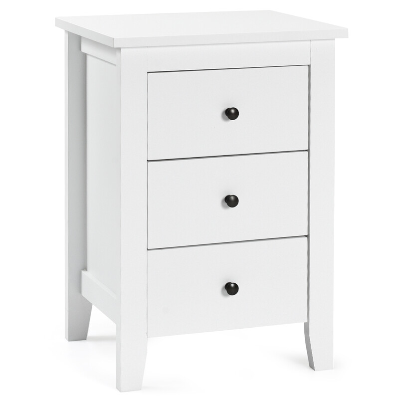 Natbord hvid MDF spånplade 3 skuffer 46x37x65 cm