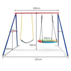 Stor metalgyngegestel A-ramme 260x183x183 cm med glidfri fodsikring og jordspyd