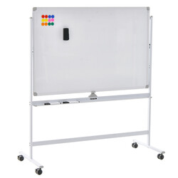 Mobil whiteboard 120x80 cm dobbeltsidet justerbar højde magnetisk med hjul