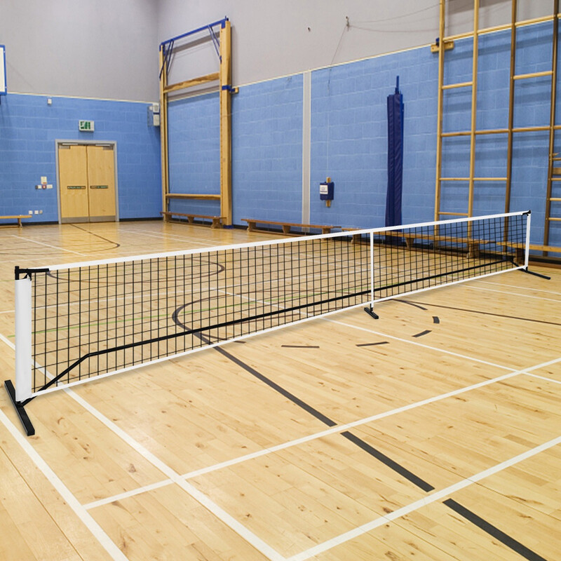 Pickleballnet metalram 670x92 cm vejrbestandigt glasfiberstolpe inkl transporttaske