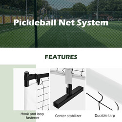 Pickleballnet metalram 670x92 cm vejrbestandigt glasfiberstolpe inkl transporttaske
