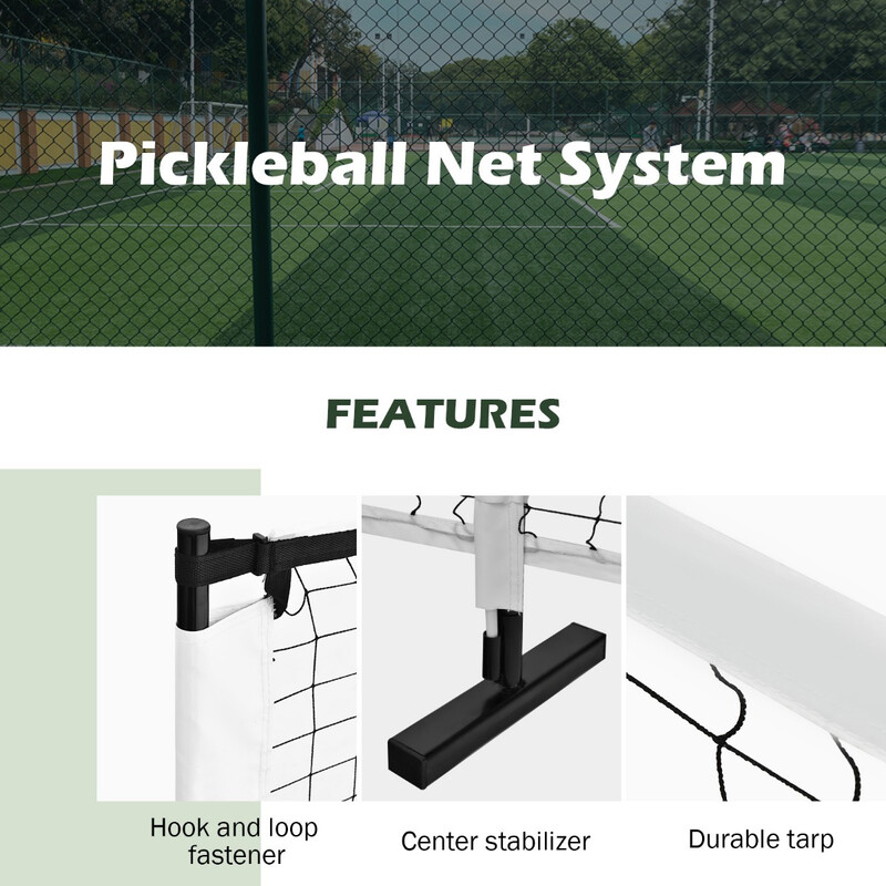 Pickleballnet metalram 670x92 cm vejrbestandigt glasfiberstolpe inkl transporttaske