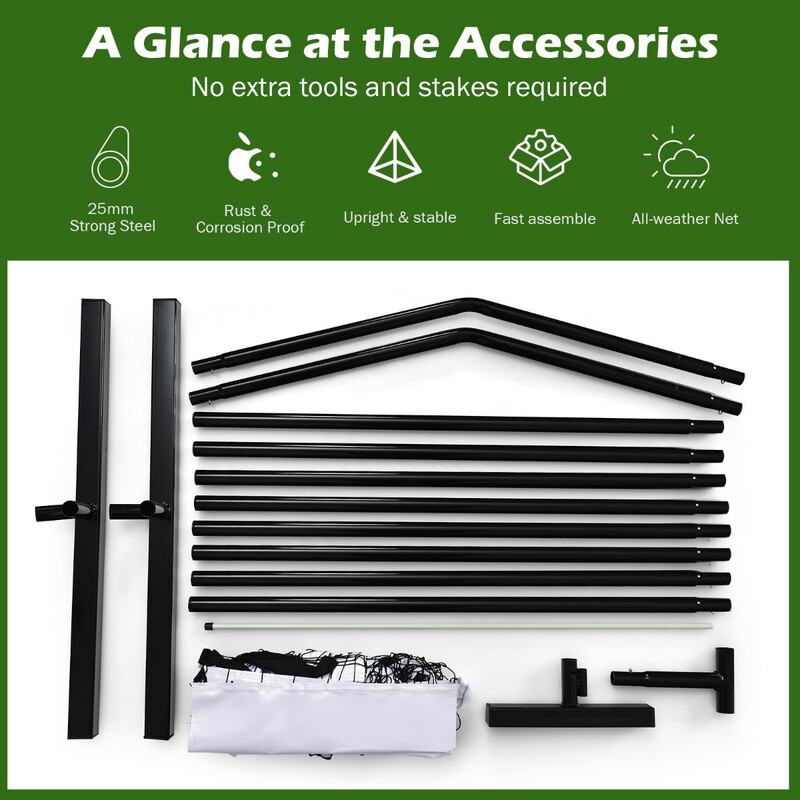 Pickleballnet metalram 670x92 cm vejrbestandigt glasfiberstolpe inkl transporttaske