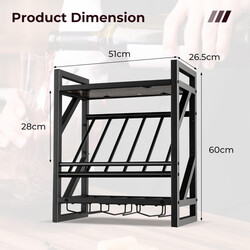 Vægmonteret vinstativ metal spånplade brun sort 51x26