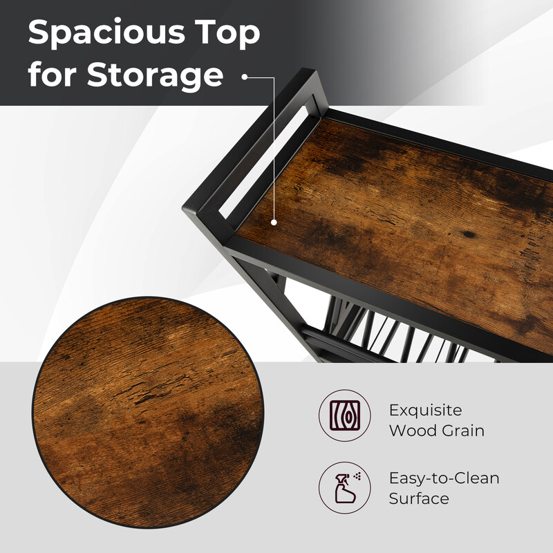 Vægmonteret vinstativ metal spånplade brun sort 51x26