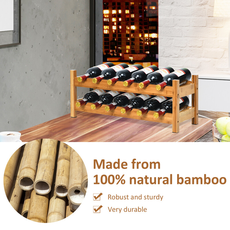 Vinstand bambus to niveau 12 flasker 62x24x25 cm