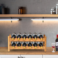 Vinstand bambus to niveau 12 flasker 62x24x25 cm