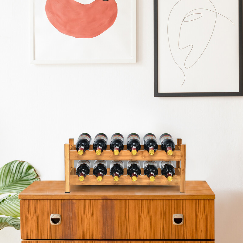 Vinstand bambus to niveau 12 flasker 62x24x25 cm